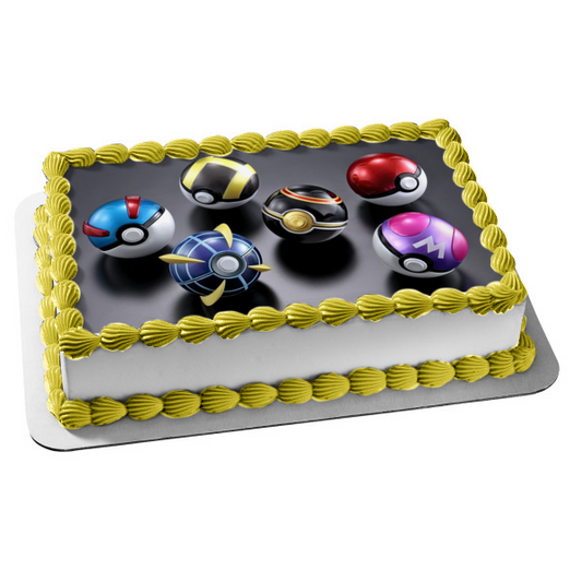 Pokemon Poke Balls Beast Ball Ultra Ball and Others Edible Cake Topper Image ABPID57090