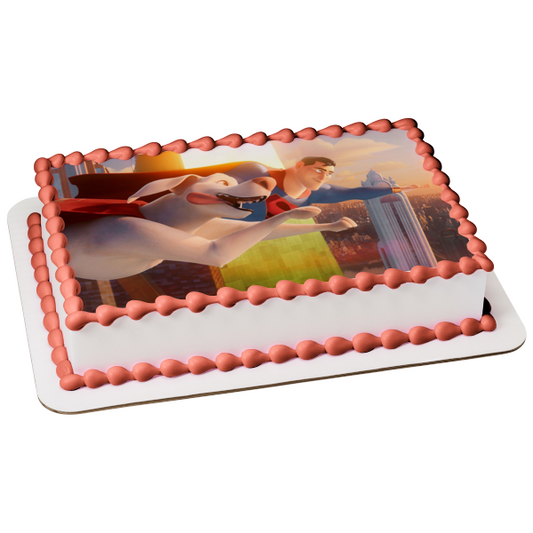 Imagen de decoración comestible para tarta de DC League of Super-Pets Krypto y Clark Kent ABPID57085 