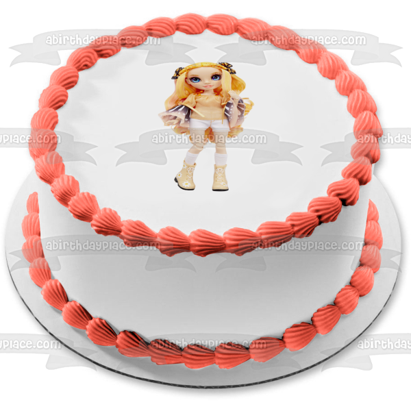 Rainbow High Jr High Poppy Rowan Fashion Doll Adorno comestible para tarta Imagen ABPID57121 