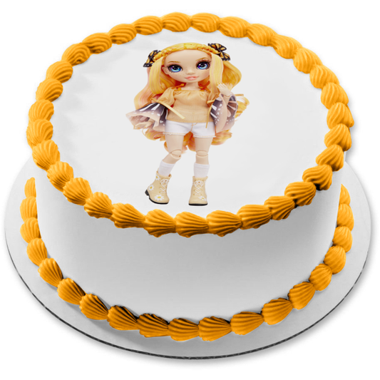 Rainbow High Jr High Poppy Rowan Fashion Doll Adorno comestible para tarta Imagen ABPID57121 