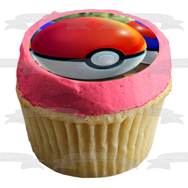 Pokemon Poke Balls Ultra Ball and Great Ball Edible Cake Topper Image ABPID57128