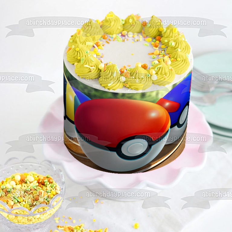 Pokemon Poke Balls Ultra Ball and Great Ball Edible Cake Topper Image A Birthday Place