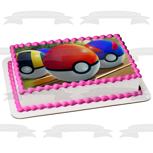 Pokemon Poke Balls Ultra Ball and Great Ball Edible Cake Topper Image ABPID57128