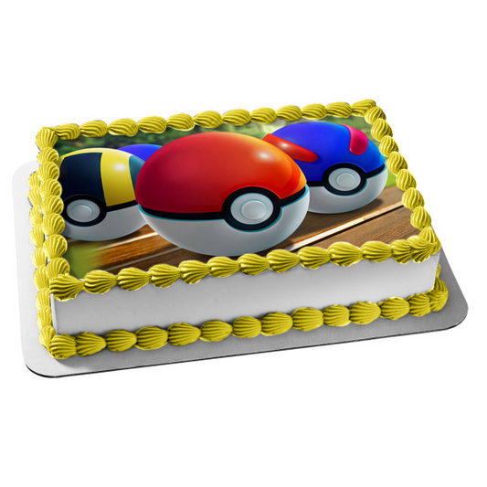 Pokemon Poke Balls Ultra Ball and Great Ball Edible Cake Topper Image ABPID57128