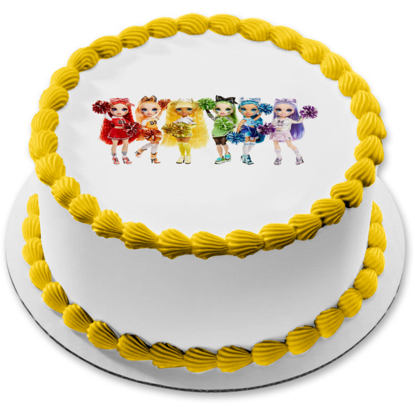 Rainbow High Sunny Madison/Avery Violet Willow Bella Parker Stella Monroe and Ruby Anderson Edible Cake Topper Image ABPID57151