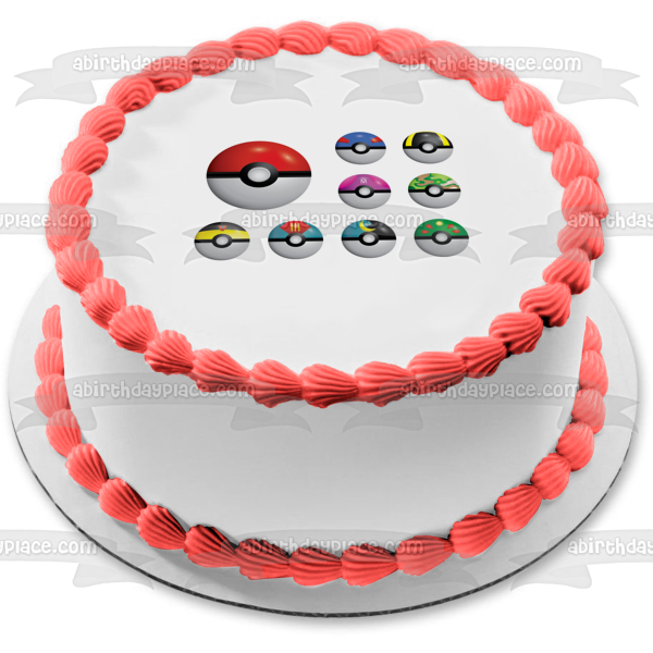 Pokemon Poke Balls Great Ball Ultra Ball y Safari Ball Adorno comestible para tarta Imagen ABPID57147 