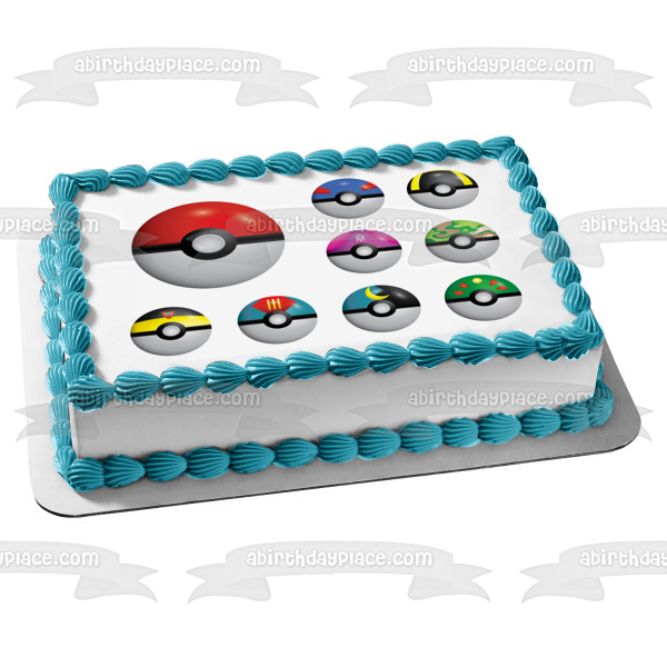 Pokemon Poke Balls Great Ball Ultra Ball y Safari Ball Adorno comestible para tarta Imagen ABPID57147 