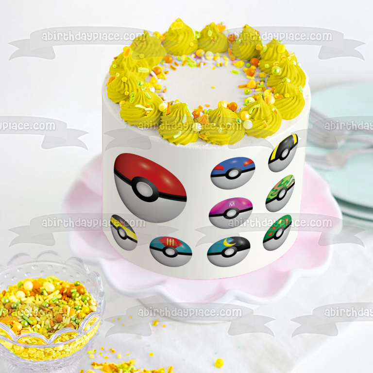 Pokemon Poke Balls Great Ball Ultra Ball y Safari Ball Adorno comestible para tarta Imagen ABPID57147 
