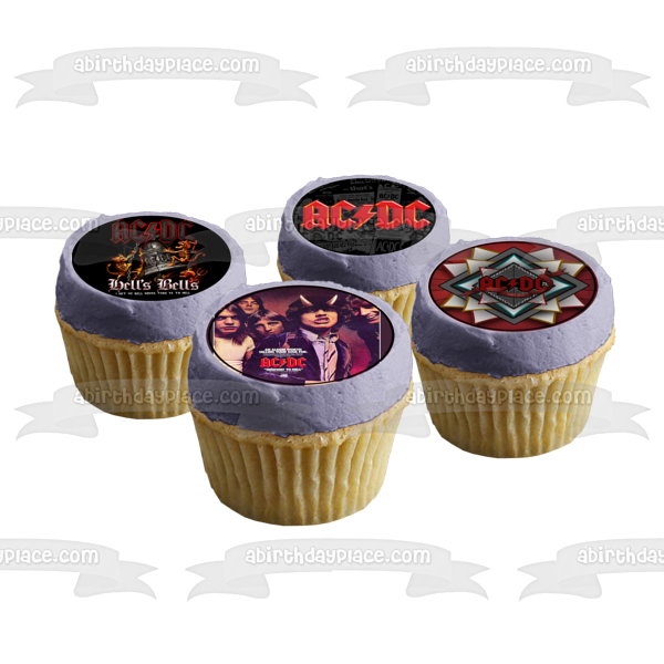 AC/DC Logo Music Dave Evans Colin Burgess Angus Young Brian Johnson Malcom Young Edible Cupcake Topper Images ABPID00251