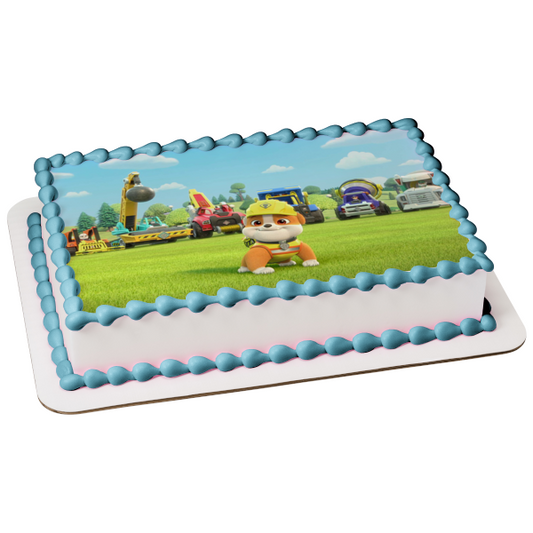 Rubble and Crew Assorted Construction Trucks Edible Cake Topper Image ABPID57169