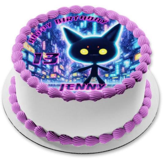 Kawaii Digital World Cat Anime Cartoon Edible Cake Topper Image ABPID57189