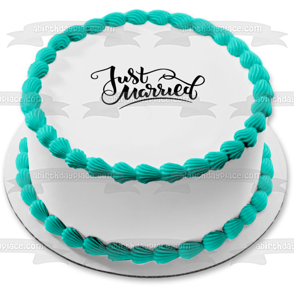 Wedding Day Just Married Edible Cake Topper Image ABPID57207
