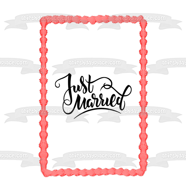 Wedding Day Just Married Edible Cake Topper Image ABPID57207