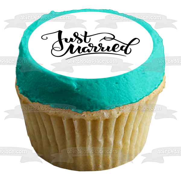 Wedding Day Just Married Edible Cake Topper Image ABPID57207