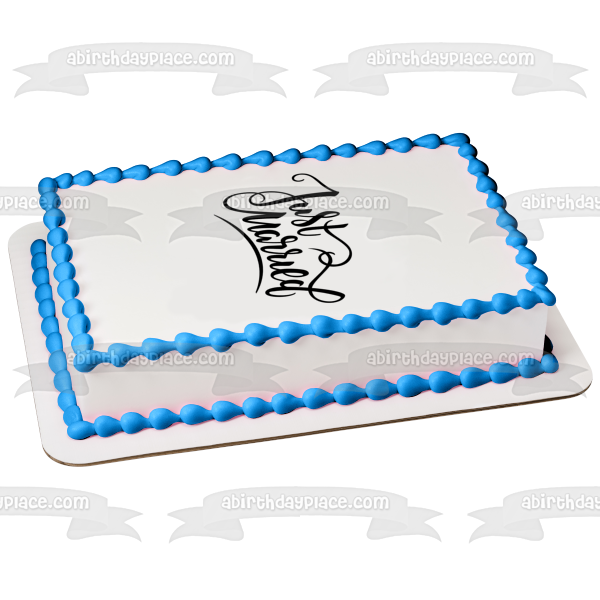 Wedding Day Just Married Edible Cake Topper Image ABPID57207