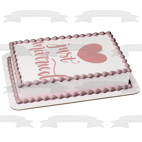 Decoración comestible para tarta con corazón rosa grande, recién casados, día de la boda, imagen ABPID57223 