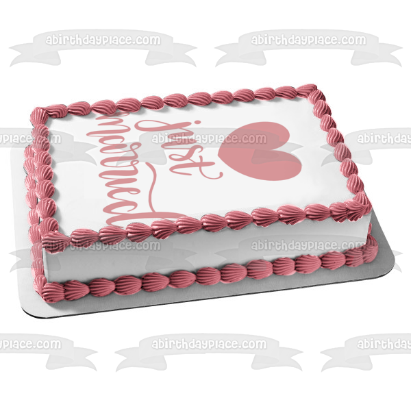 Decoración comestible para tarta con corazón rosa grande, recién casados, día de la boda, imagen ABPID57223 