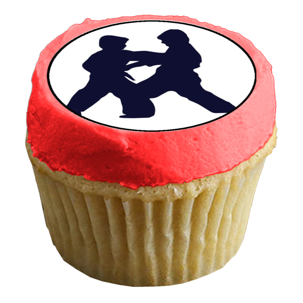 Karate Kick Breaking Boards and Fighting Edible Cupcake Topper Images ABPID03177