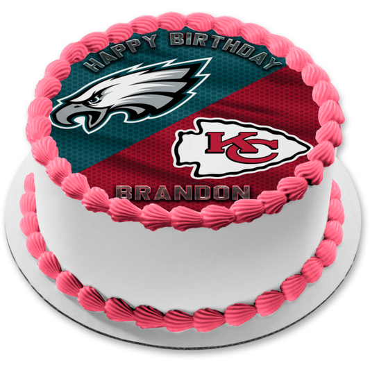 Imagen de decoración comestible para tarta de los Philadelphia Eagles y los Kansas City Chiefs ABPID57241 