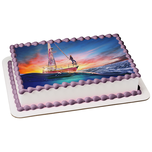 True Spirit Jessica Watson In a Sail Boat Edible Cake Topper Image ABPID57259