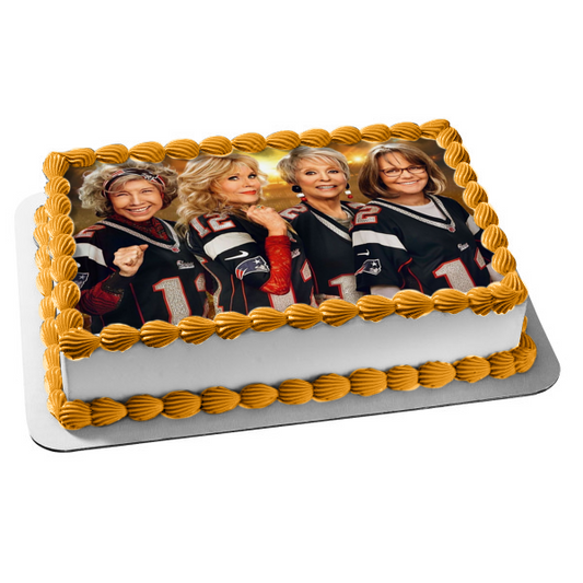 80 for Brady Trish Betty Maura and Lou Wearing Football Jerseys Edible Cake Topper Image ABPID57261