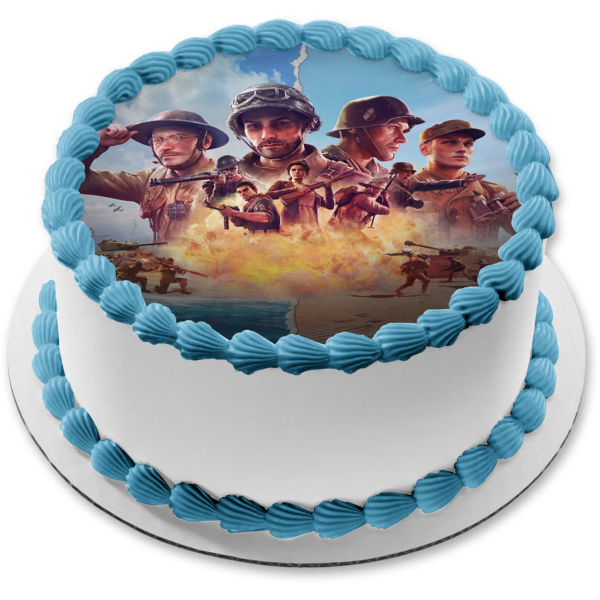 Compañía de Héroes, el teniente mayor Conti Blackmore y el sargento. Adorno comestible para tarta artesanal Imagen ABPID57269 