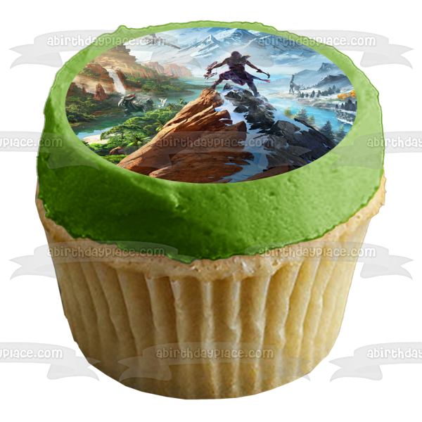 Horizon Call of the Mountain Game Scene Edible Cake Topper Image ABPID57290
