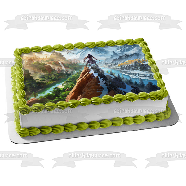Horizon Call of the Mountain Game Scene Edible Cake Topper Image ABPID57290