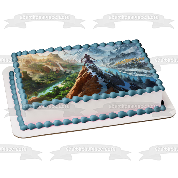 Horizon Call of the Mountain Game Scene Edible Cake Topper Image ABPID57290
