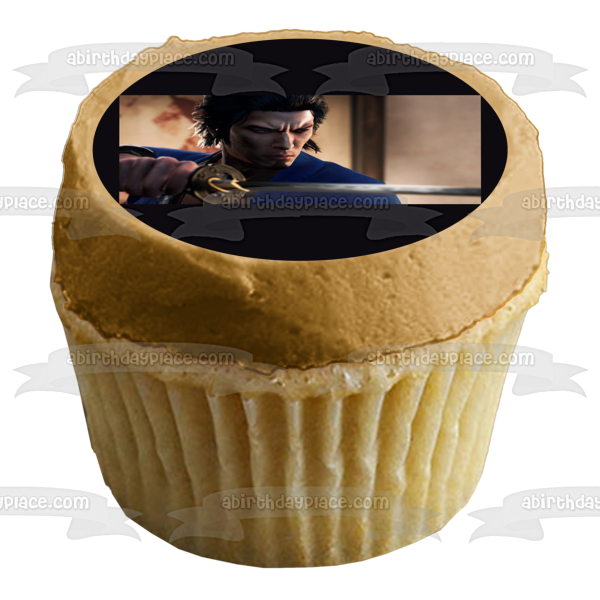 Yakuza como un dragón con un personaje jugable y su espada Imagen comestible para decoración de tarta ABPID57292 