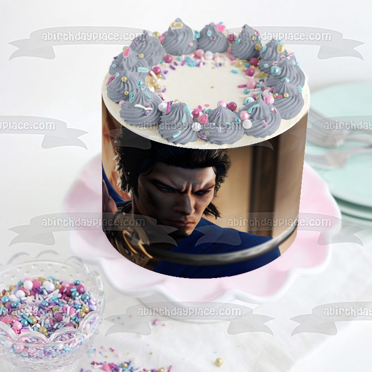Yakuza como un dragón con un personaje jugable y su espada Imagen comestible para decoración de tarta ABPID57292 