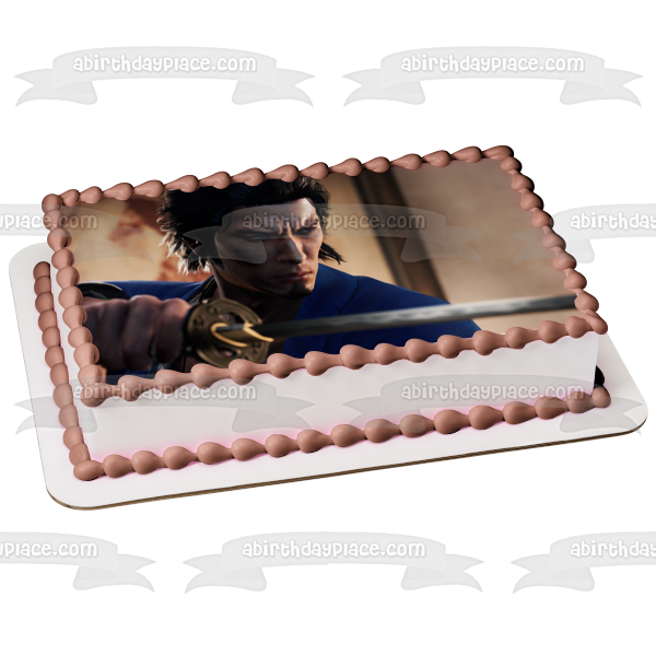 Yakuza como un dragón con un personaje jugable y su espada Imagen comestible para decoración de tarta ABPID57292 