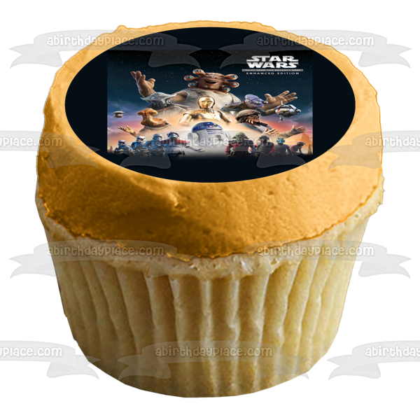 Star Wars Tales from the Galaxies Edge Seezelslak R2-D2 y C-3PO Imagen comestible para decoración de tartas ABPID57297 