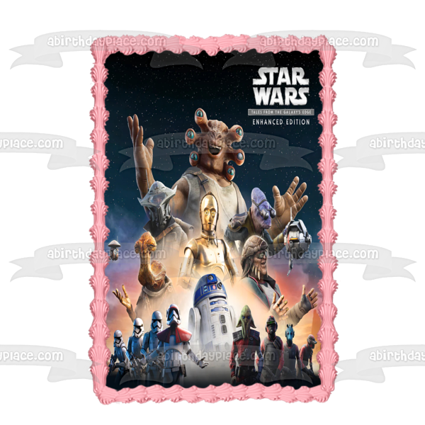 Star Wars Tales from the Galaxies Edge Seezelslak R2-D2 and C-3PO Edible Cake Topper Image ABPID57297