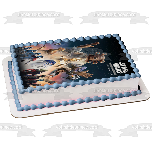 Star Wars Tales from the Galaxies Edge Seezelslak R2-D2 y C-3PO Imagen comestible para decoración de tartas ABPID57297 