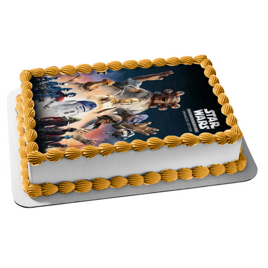 Star Wars Tales from the Galaxies Edge Seezelslak R2-D2 y C-3PO Imagen comestible para decoración de tartas ABPID57297 