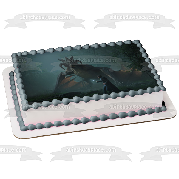 Hogwarts Legacy Dinosaur Game Scene Edible Cake Topper Image ABPID57322