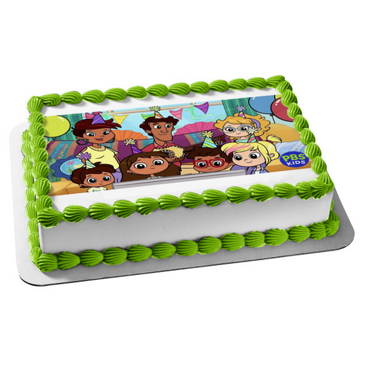 Rosie's Rules Mom Papa Iggy Crystal and Liz at a Birthday Party Edible Cake Topper Image ABPID57300