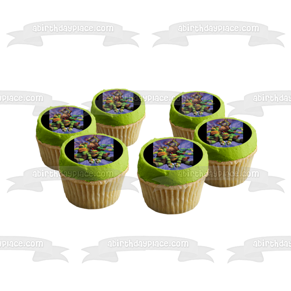 Tmnt In Action Teenage Mutant Ninja Turtles Leonardo Donatello Raphael and Michelangelo Edible Cake Topper Image ABPID57331
