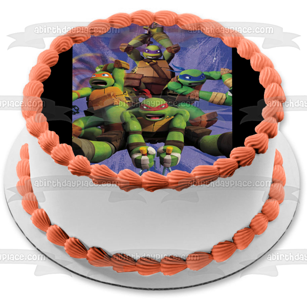Tmnt In Action Teenage Mutant Ninja Turtles Leonardo Donatello Raphael and Michelangelo Edible Cake Topper Image ABPID57331