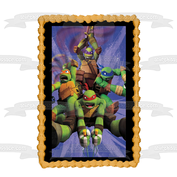 Tmnt In Action Teenage Mutant Ninja Turtles Leonardo Donatello Raphael and Michelangelo Edible Cake Topper Image ABPID57331
