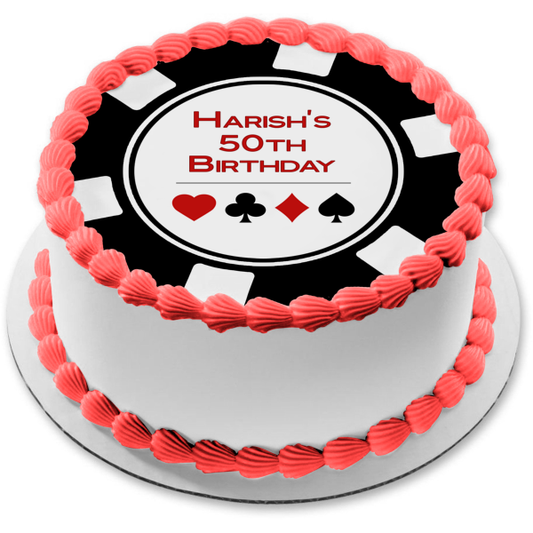 Trajes de fichas de póquer Blackjack Poker Casino Imagen comestible para tarta ABPID57319 