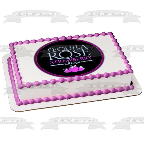 Tequila Rosa Fresa Crema Etiqueta Comestible Cake Topper Imagen ABPID57333 