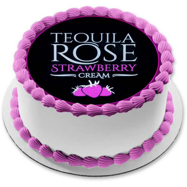 Tequila Rosa Fresa Crema Etiqueta Comestible Cake Topper Imagen ABPID57333 