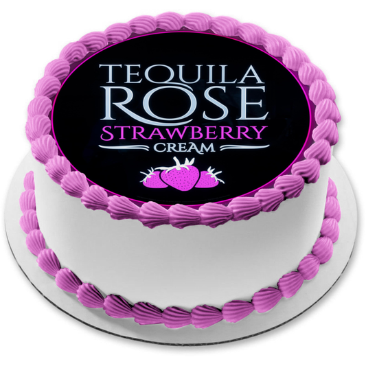 Tequila Rosa Fresa Crema Etiqueta Comestible Cake Topper Imagen ABPID57333 