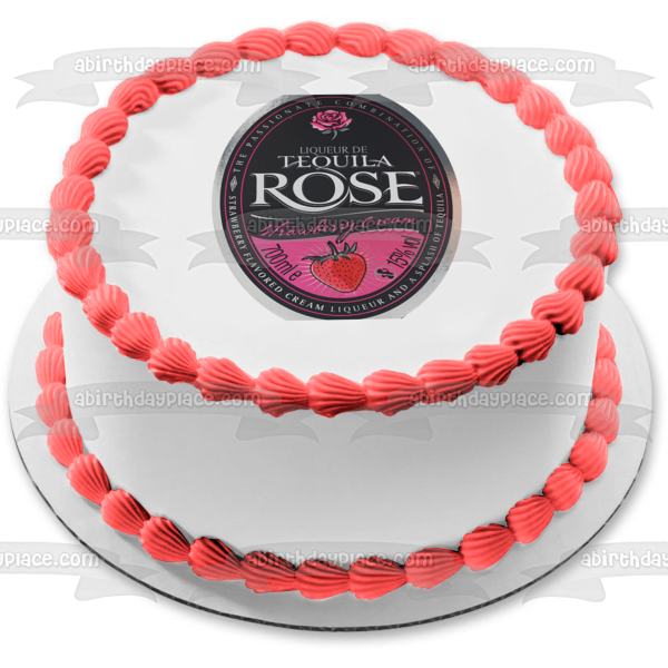 Tequila Rose Strawberry Cream Label Edible Cake Topper Image ABPID57334