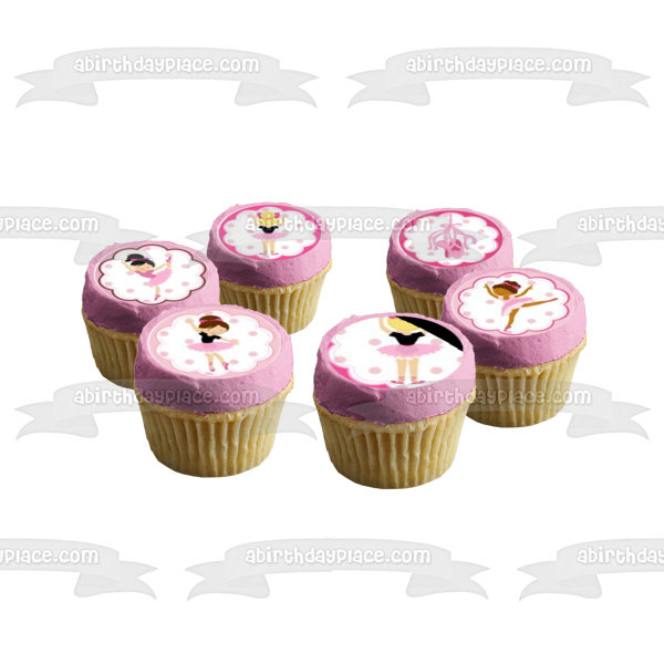 Ballerina Ballet Tutu and Pink Slippers Edible Cupcake Topper Images ABPID04331