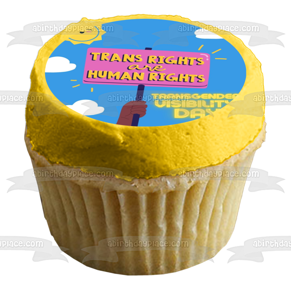 Transgender Visibility Day Trans Rights Are Human Rights Edible Cake Topper Image ABPID57337