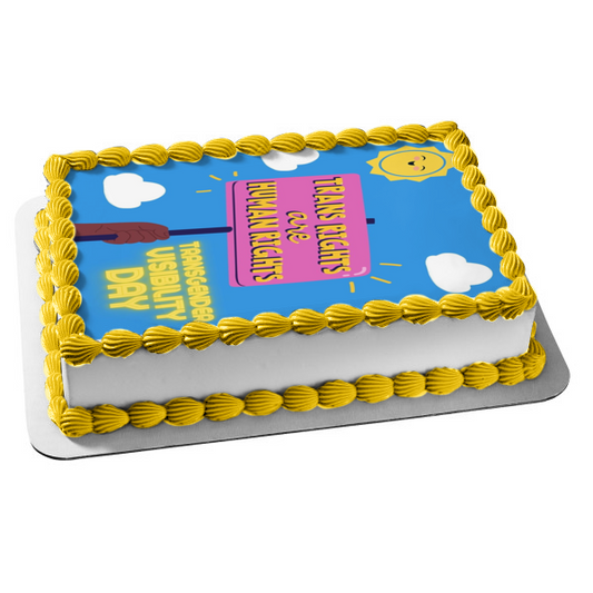 Transgender Visibility Day Trans Rights Are Human Rights Edible Cake Topper Image ABPID57337