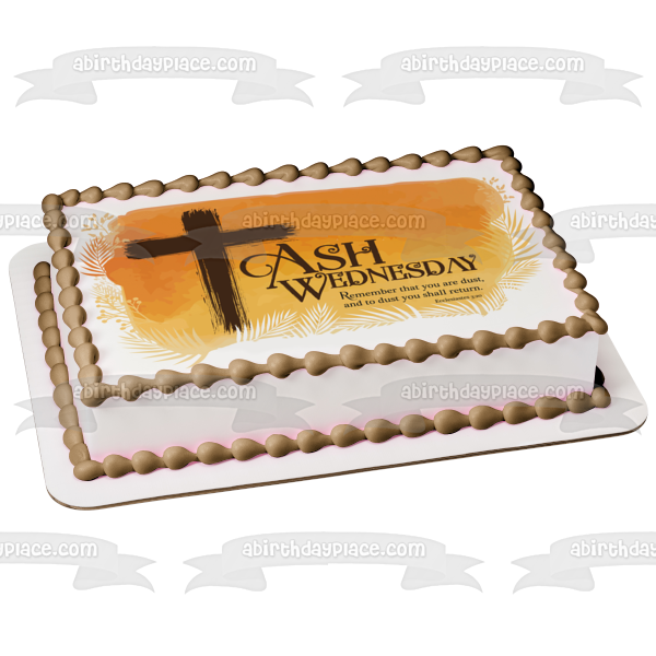 Ash Wednesday with a Cross Edible Cake Topper Image ABPID57344
